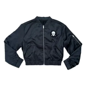 Skull Patch Satin Bomber Jacket