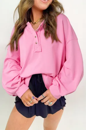 Solid Henley Long Sleeve Sweatshirt