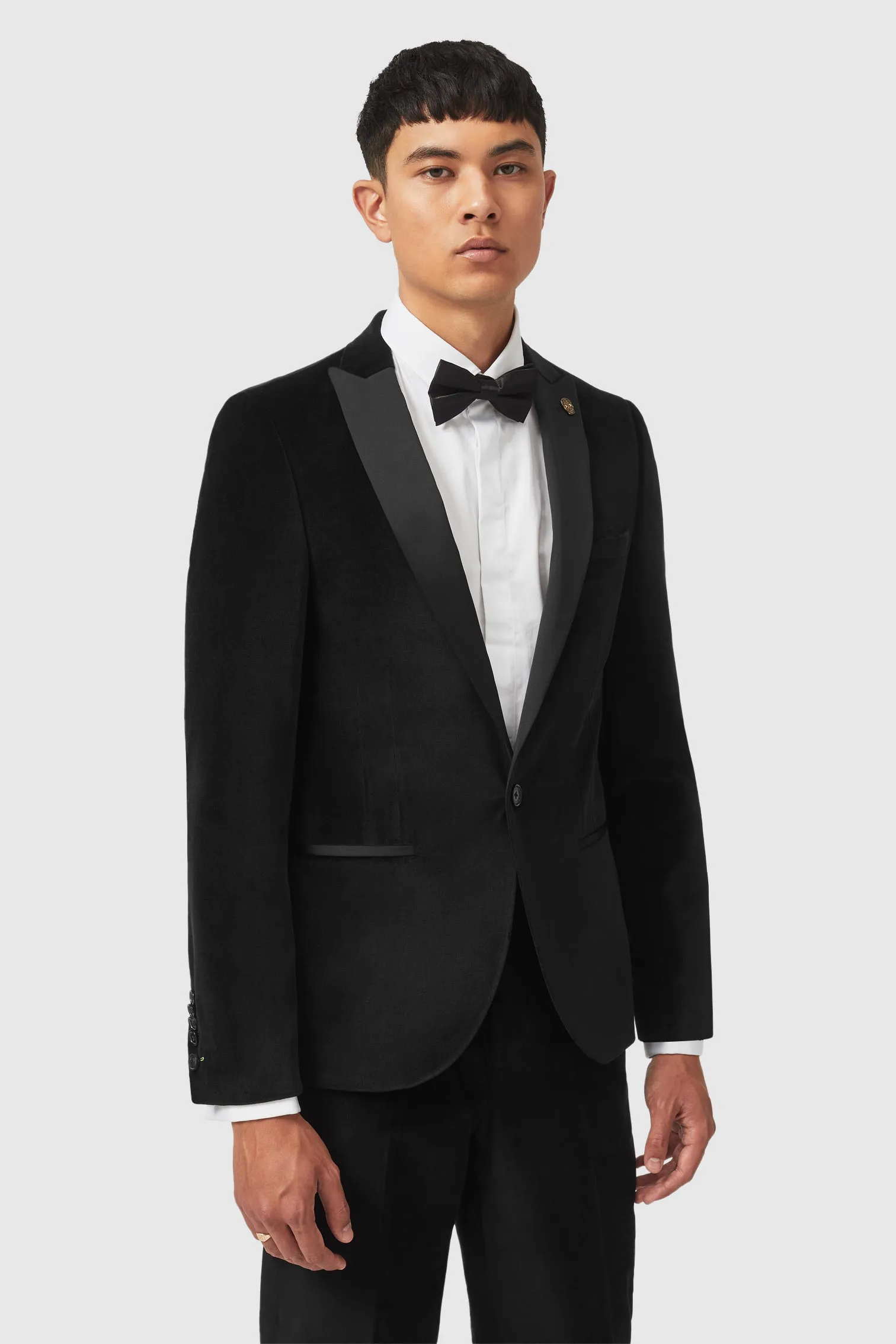 Sylvester Skinny Fit Black Velvet Tuxedo Jacket