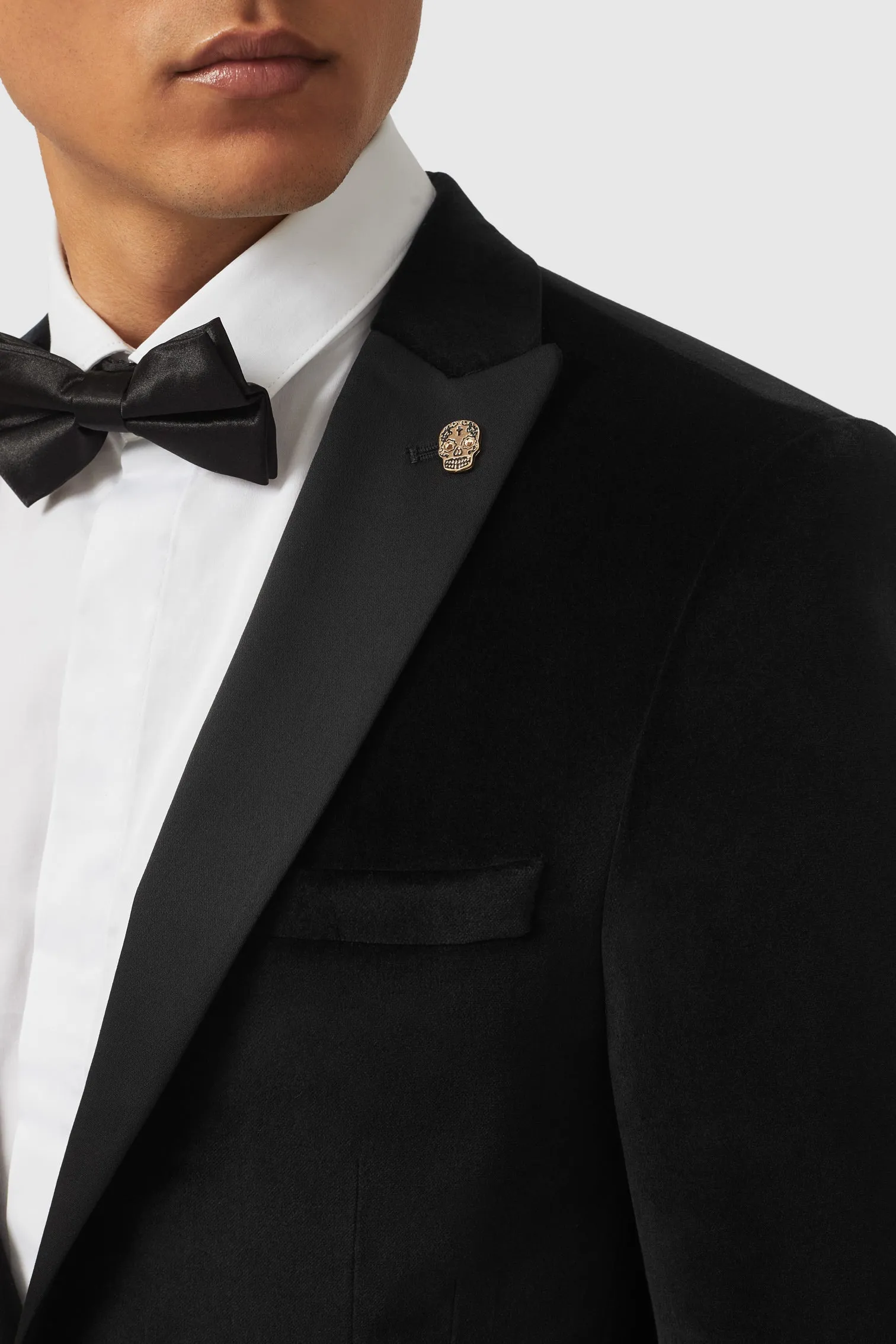 Sylvester Skinny Fit Black Velvet Tuxedo Suit