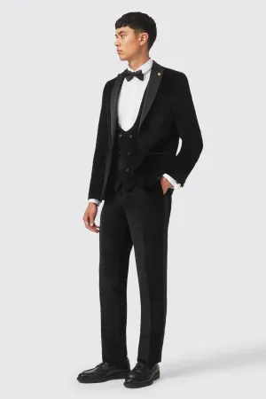 Sylvester Skinny Fit Black Velvet Tuxedo Suit