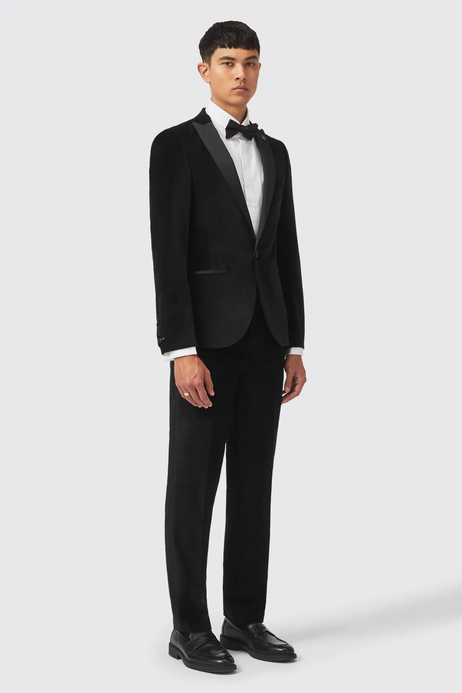 Sylvester Skinny Fit Black Velvet Tuxedo Suit