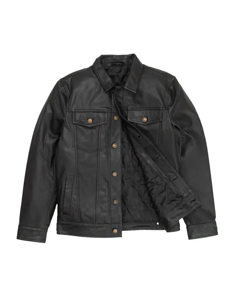 Trucker Style Genuine Leather Jacket