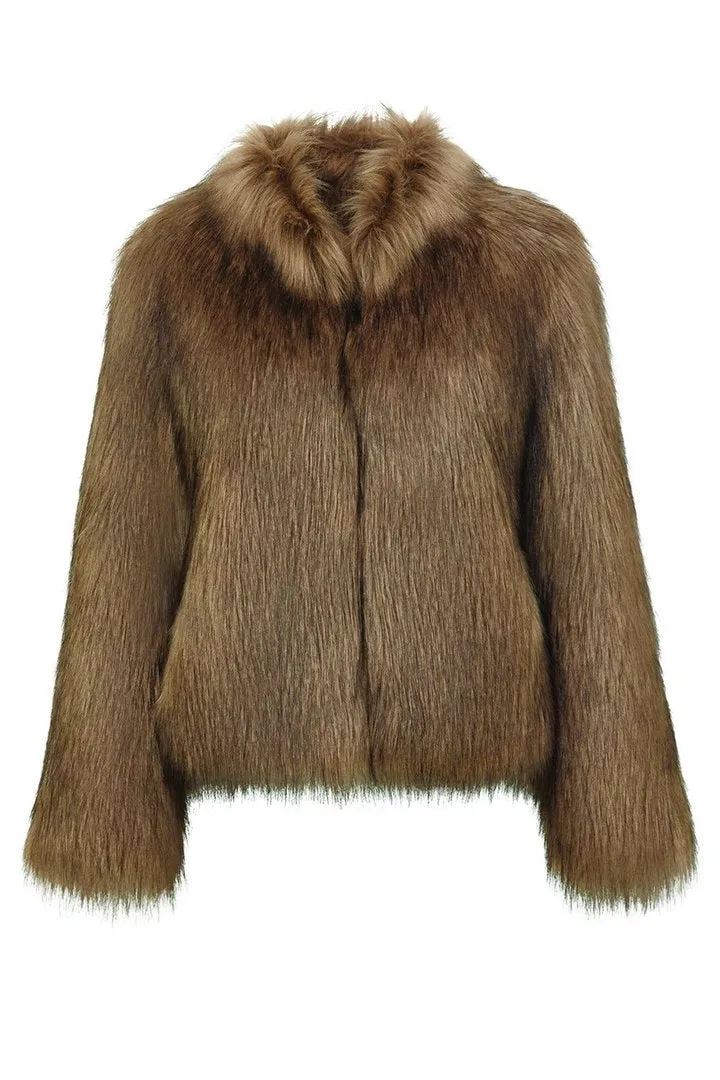 UNREAL FUR FUR DELISH JACKET IN MOCHA