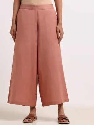 Utsa Peach Wide-Leg Blended Linen Pants