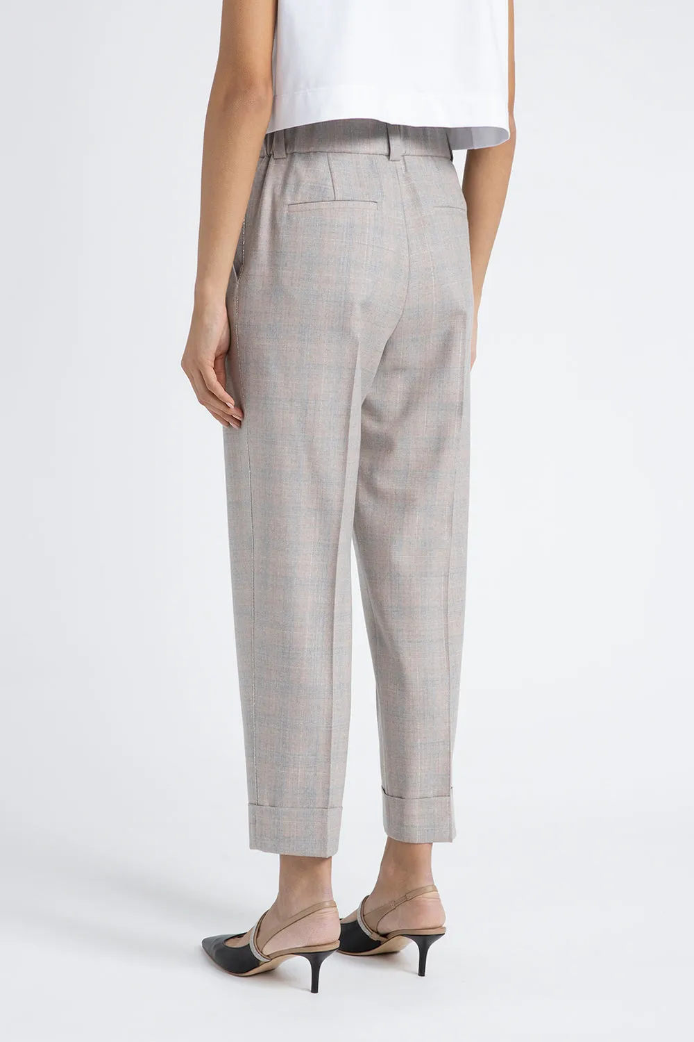 Virgin wool and Lurex fabric trousers