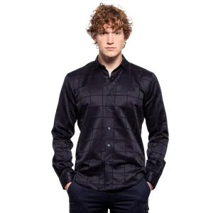 Window Pane Jacquard Shirt - Navy