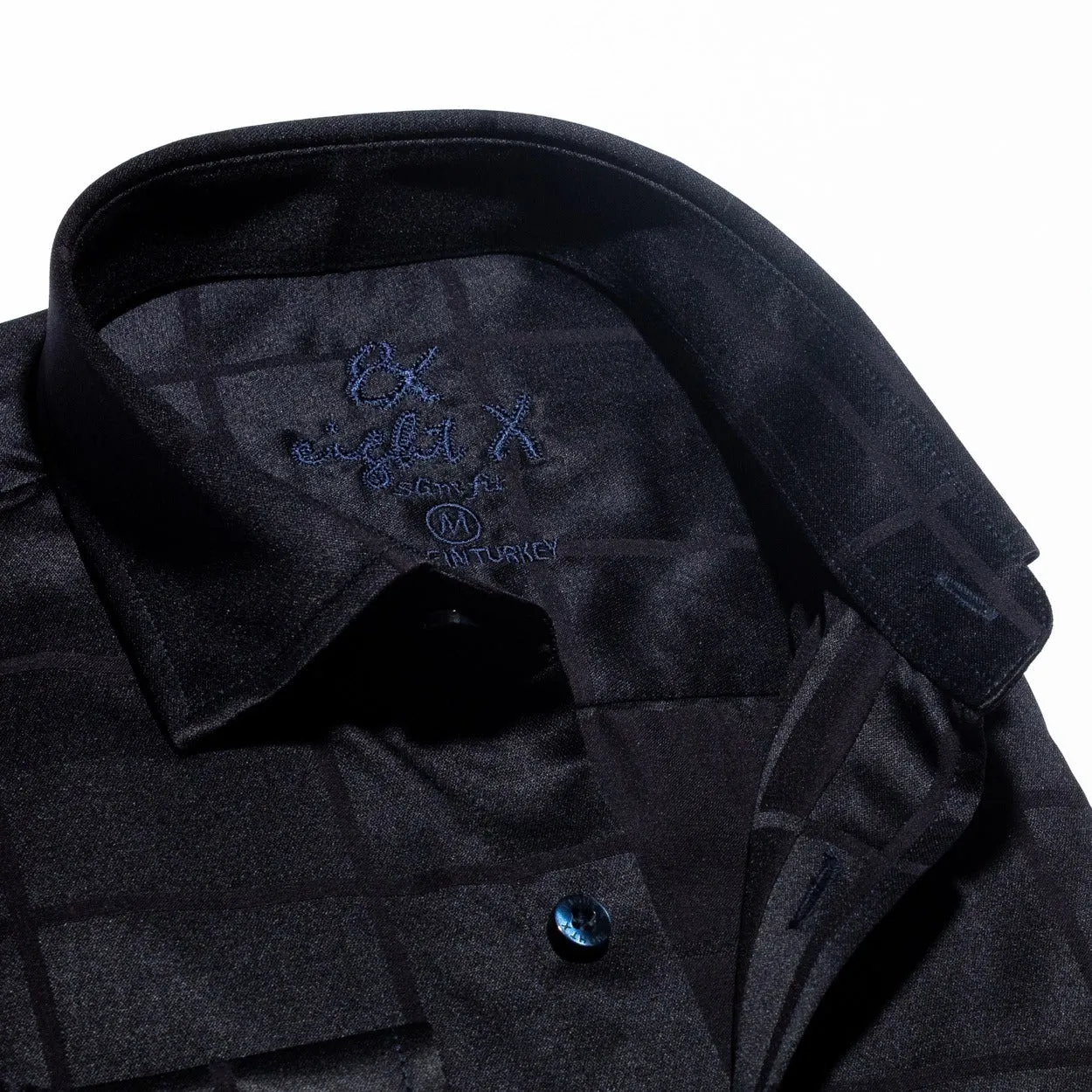 Window Pane Jacquard Shirt - Navy