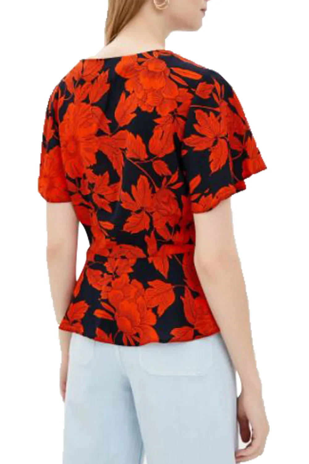 Women Floral Print Button Up Style Shirt