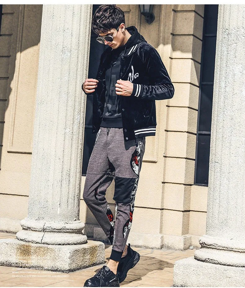 Youth Streetwear Style with Skulls Pattern Men Jogger Pant